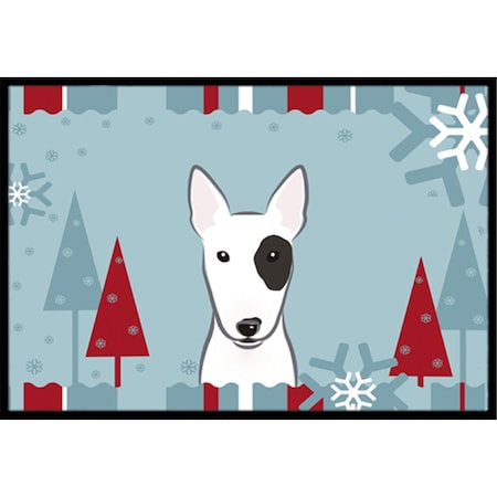 Winter Holiday Bull Terrier Indoor & Outdoor Mat, 18 X 27 In.